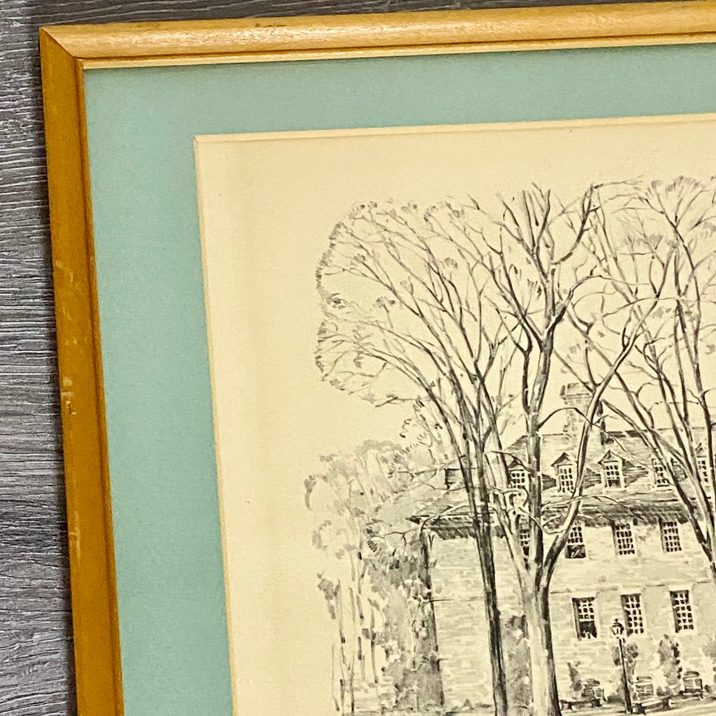 Vintage Wren Building Williamsburg Virginia Pencil Sketch Print Charles H Overly
