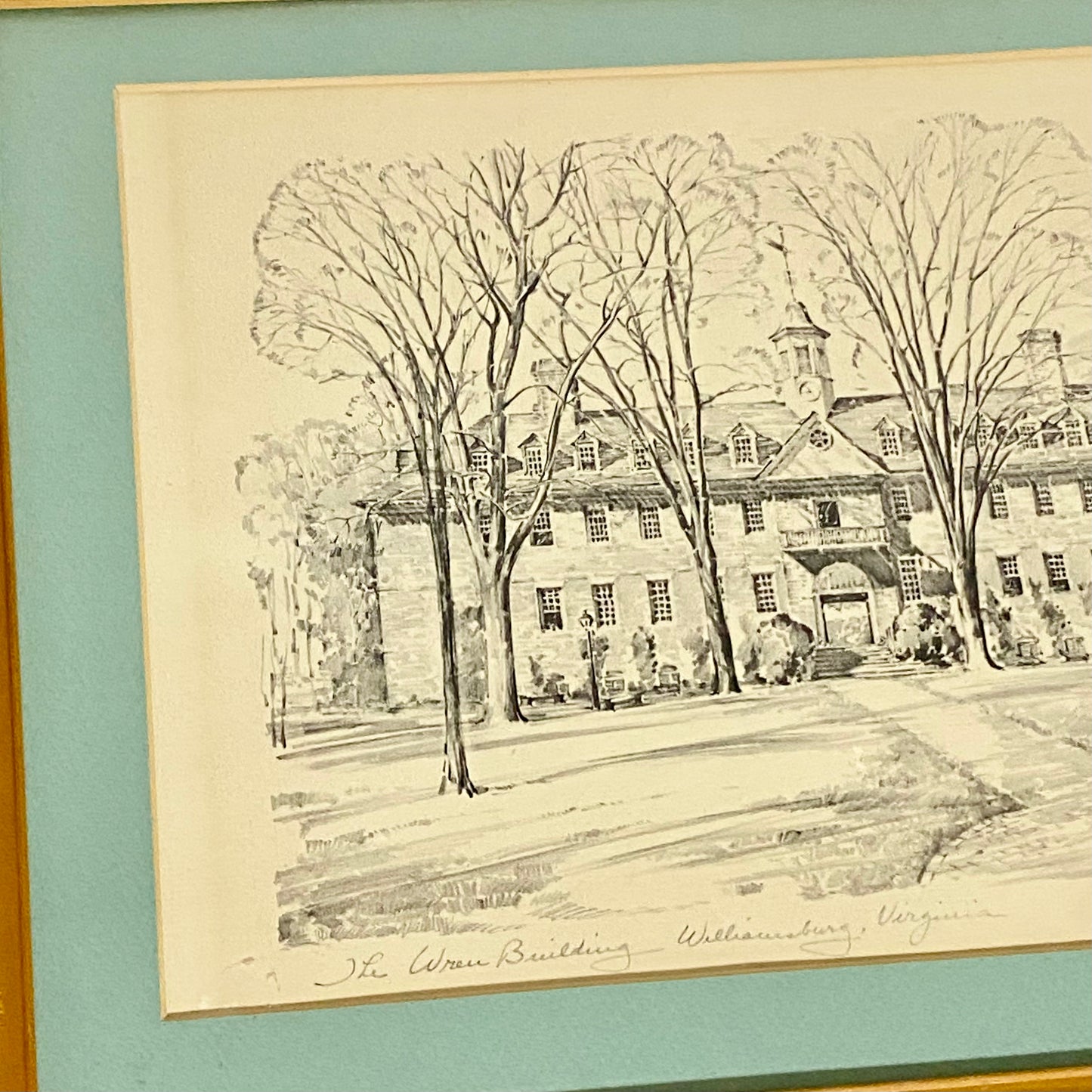 Vintage Wren Building Williamsburg Virginia Pencil Sketch Print Charles H Overly