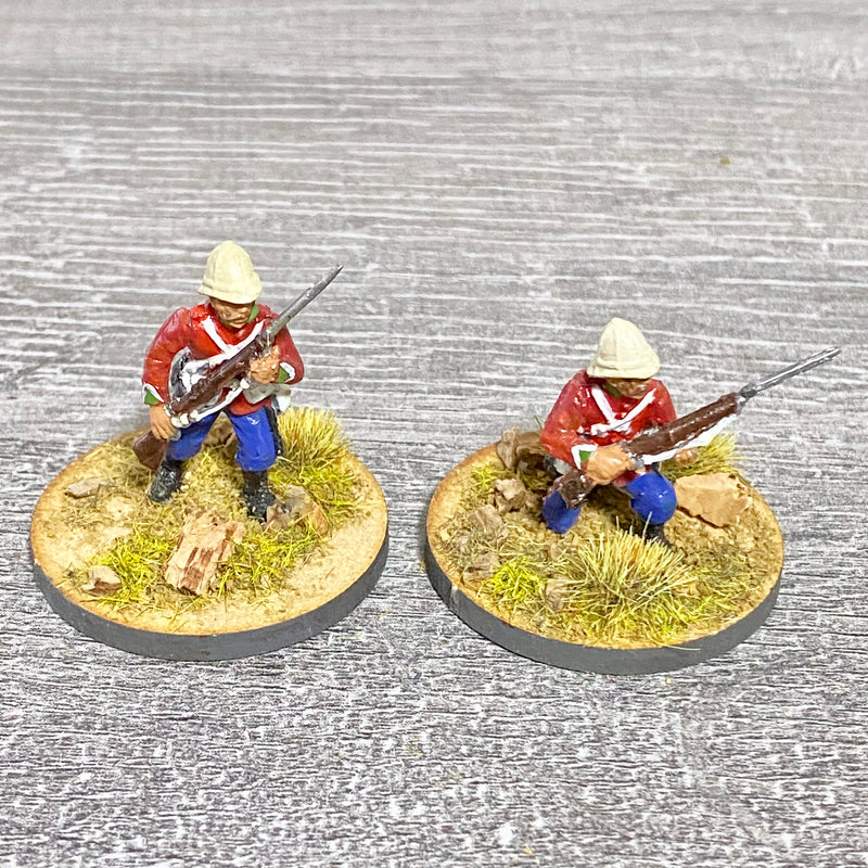 2x 28mm 24th Regt Of Foot Painted Plastic Miniatures Figs Zulu 1879 Wargames #38
