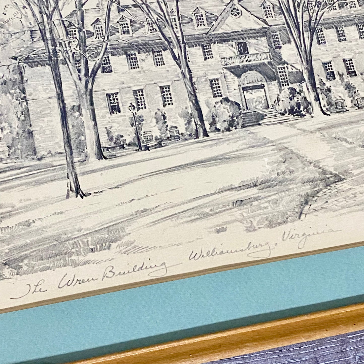 Vintage Wren Building Williamsburg Virginia Pencil Sketch Print Charles H Overly