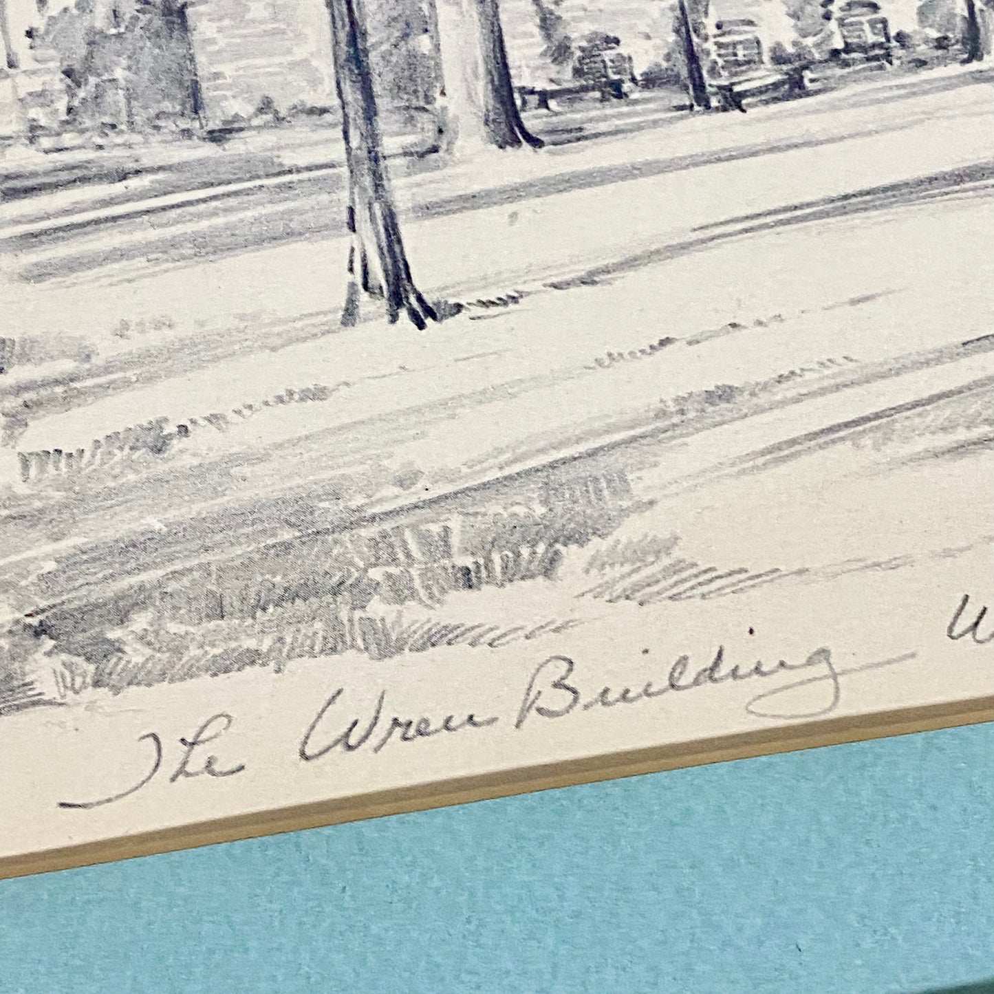 Vintage Wren Building Williamsburg Virginia Pencil Sketch Print Charles H Overly