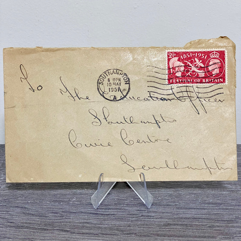 1951 GB King George VI 2 1/2D Stamped Cover Southampton Education Centre 10 May