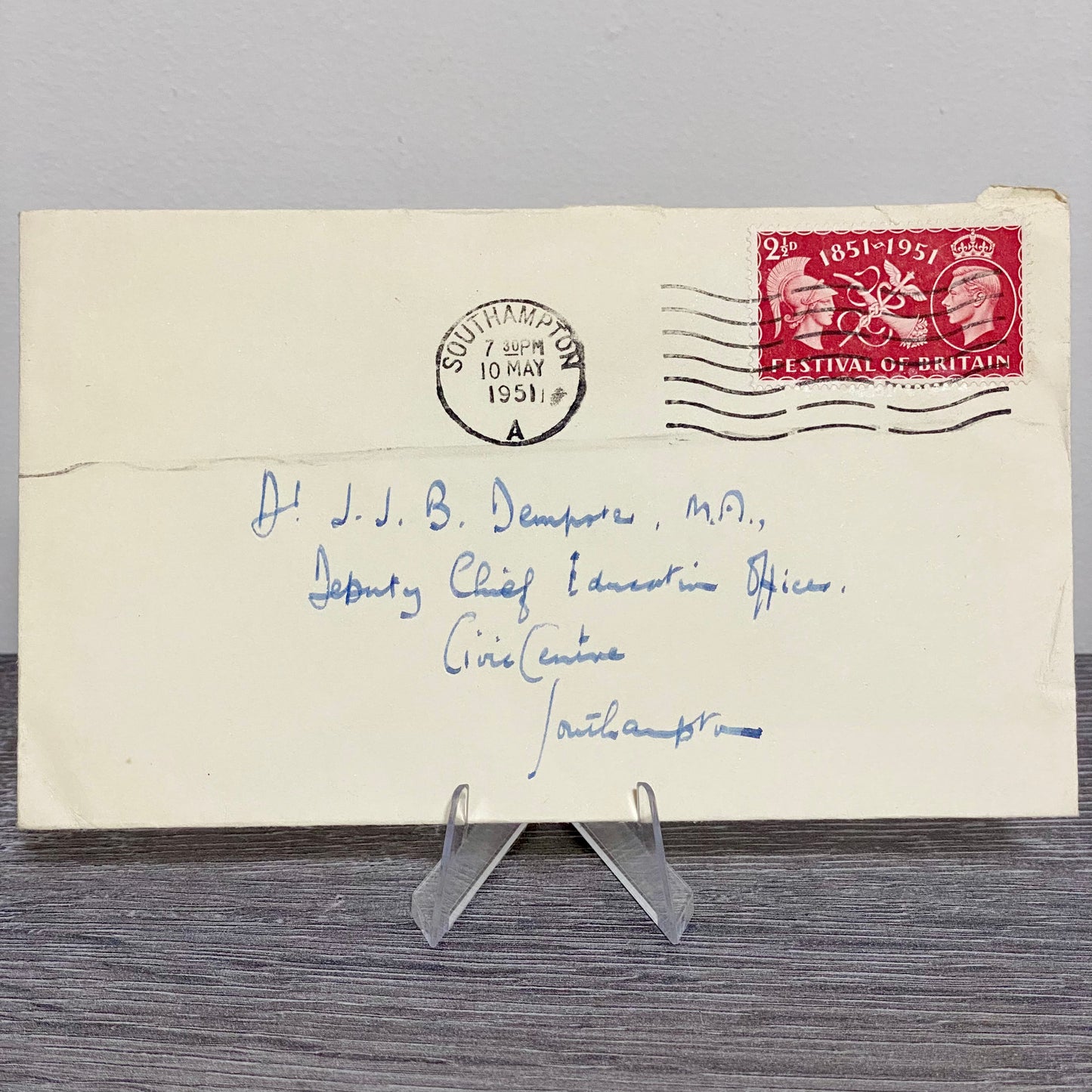 1951 GB King George VI 2 1/2D Stamped Cover Southampton Civic Centre 10 May Rare