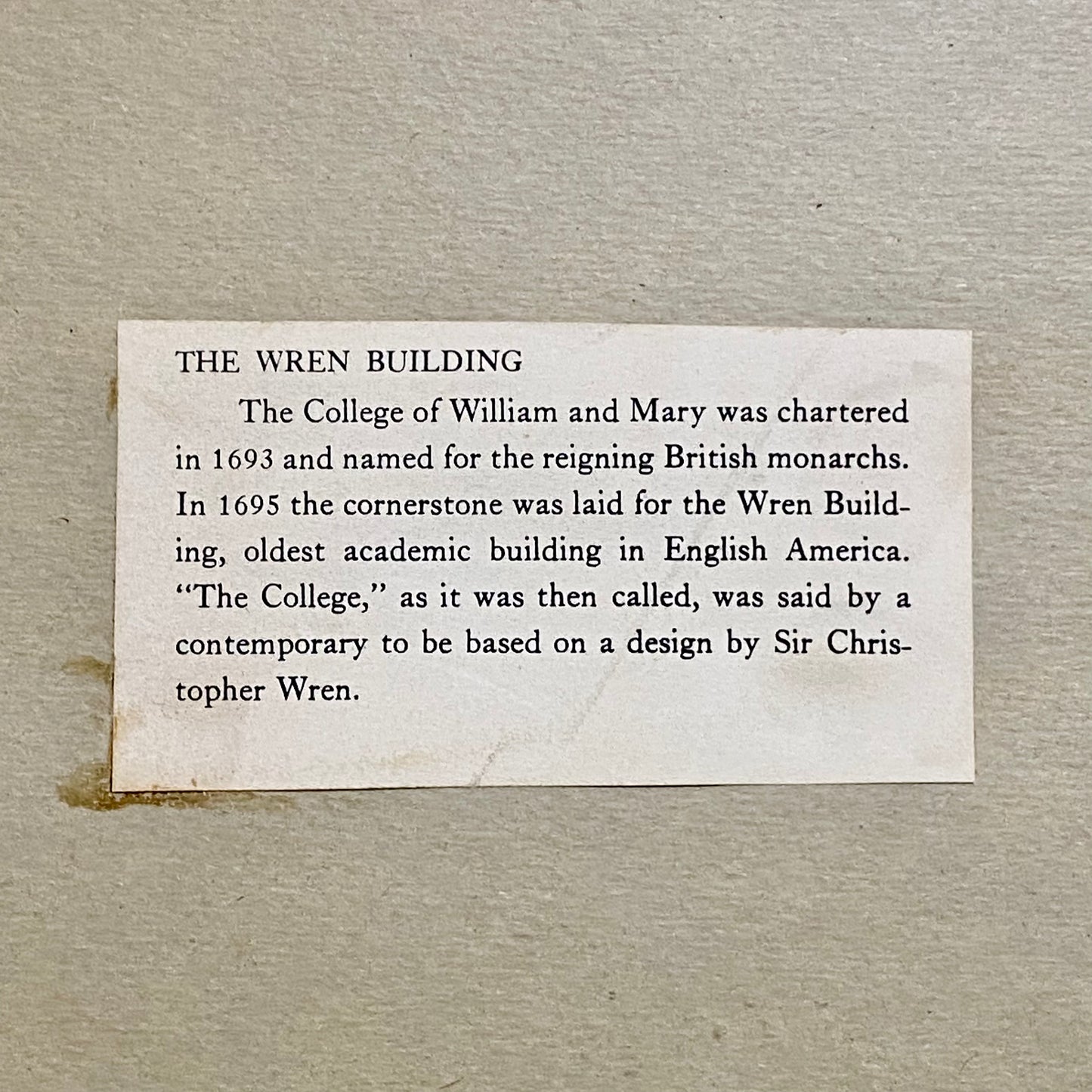 Vintage Wren Building Williamsburg Virginia Pencil Sketch Print Charles H Overly