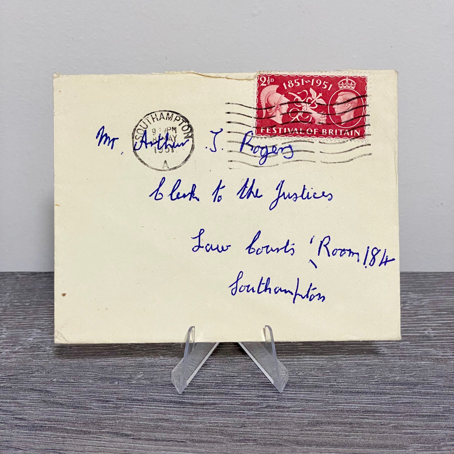 1951 GB King George VI 2 1/2D Stamped Cover Southampton Law Courts 8 May Rare