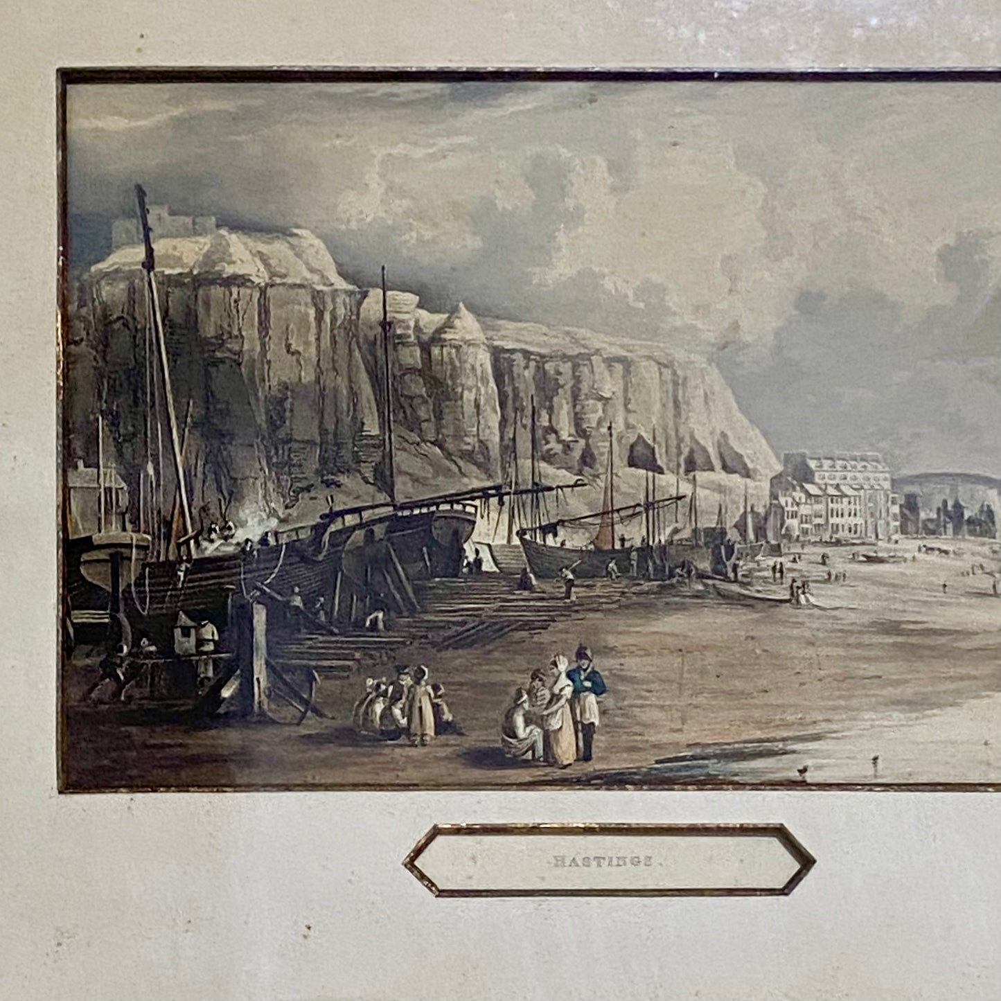 Antique Hastings Original Hand Coloured Aquatint From Six Views Of Hastings 1822