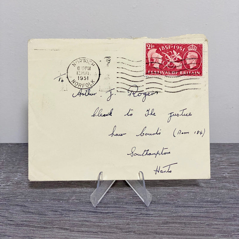 1951 GB King George VI 2 1/2D Stamped Cover Norwich Norfolk Law Courts 13 May