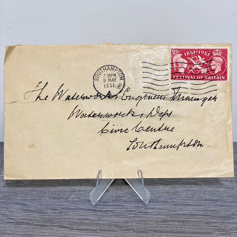 1951 GB King George VI 2 1/2D Stamped Cover Southampton Civic Centre 9 May Rare