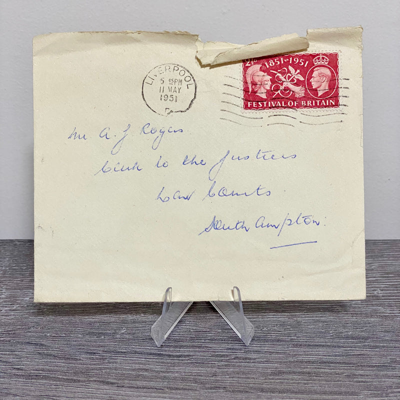1951 GB King George VI 2 1/2D Stamped Cover Liverpool Courts Cancel 11 May Rare