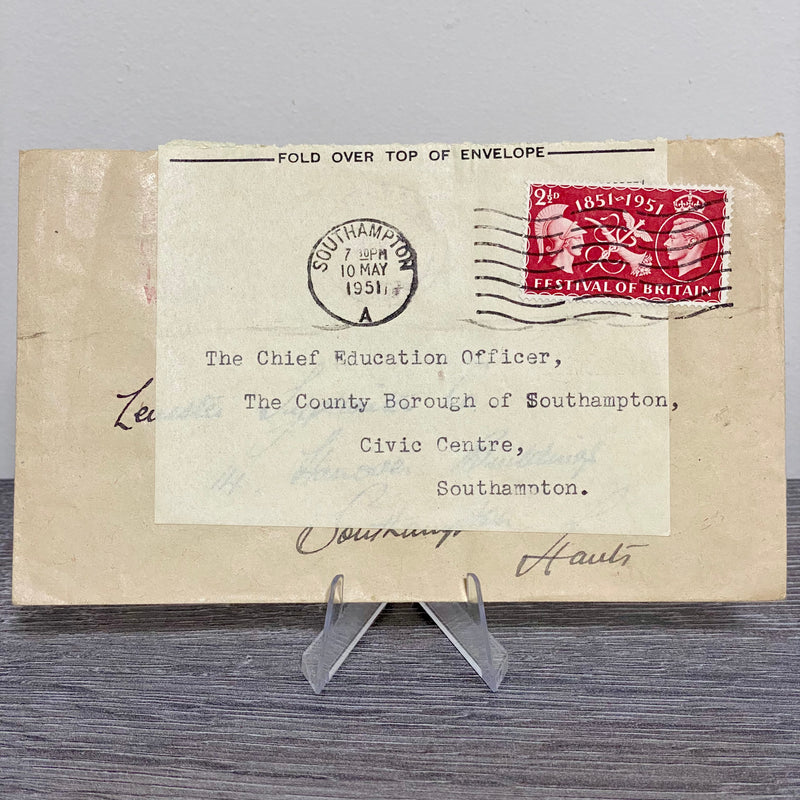 1951 GB King George VI 2 1/2D Stamped Cover Southampton Civic Centre 10 May Rare