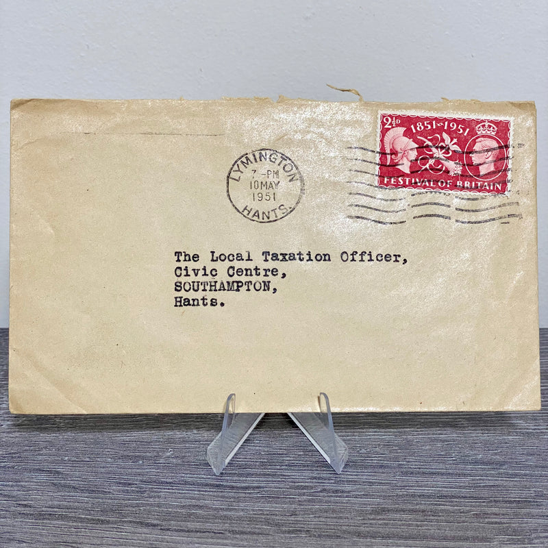 1951 GB King George VI 2 1/2D Stamped Cover Lymington Hampshire Civic Tax 10 May