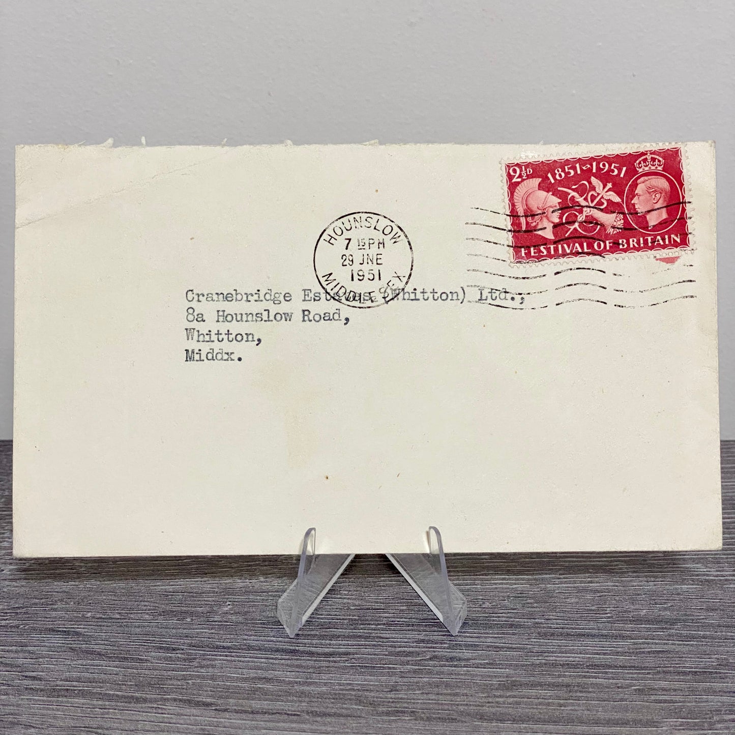 1951 GB King George VI 2 1/2D Stamped Cover Hounslow Whitton Estates 29 Jun Rare