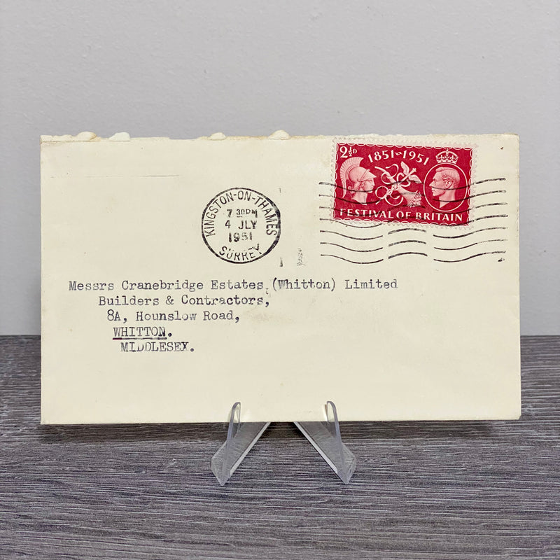 1951 GB King George VI 2 1/2D Stamped Cover Kingston On Thames Build 4 July Rare