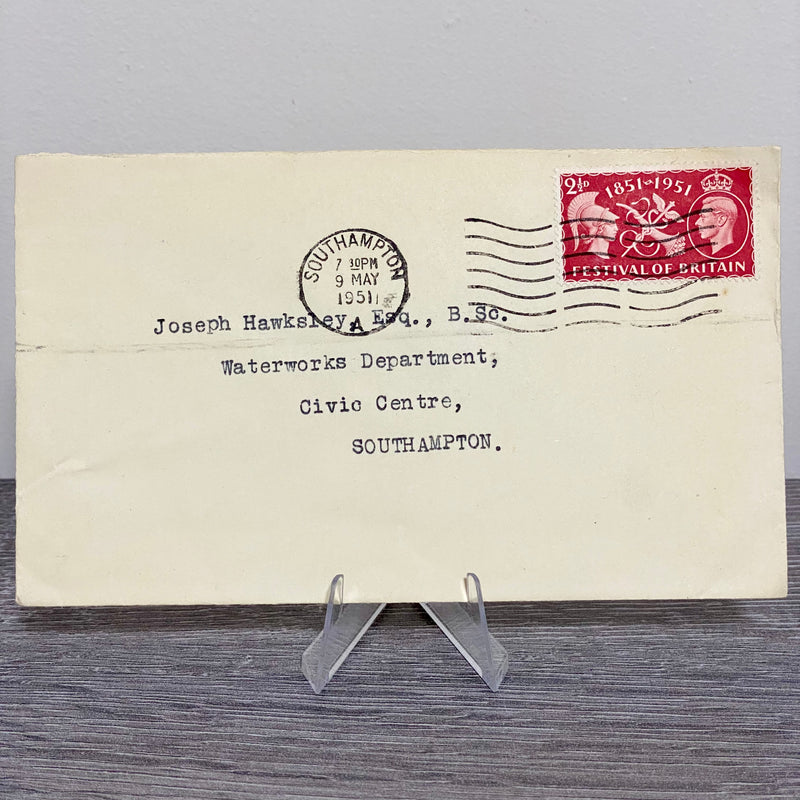 1951 GB King George VI 2 1/2D Stamped Cover Southampton Waterworks Dept 9 May