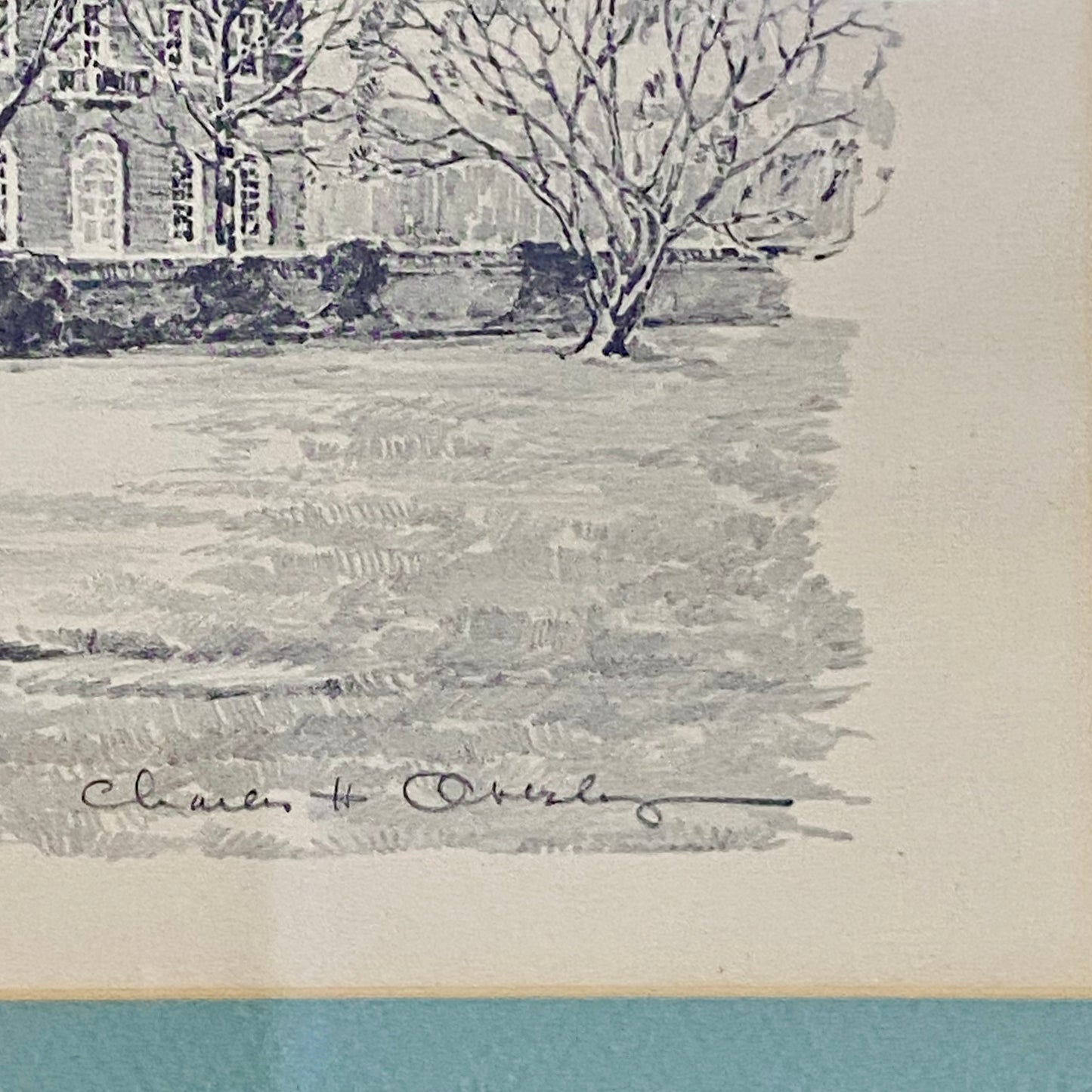 Vintage The Capitol Williamsburg Virginia Pencil Sketch Print Charles H Overly