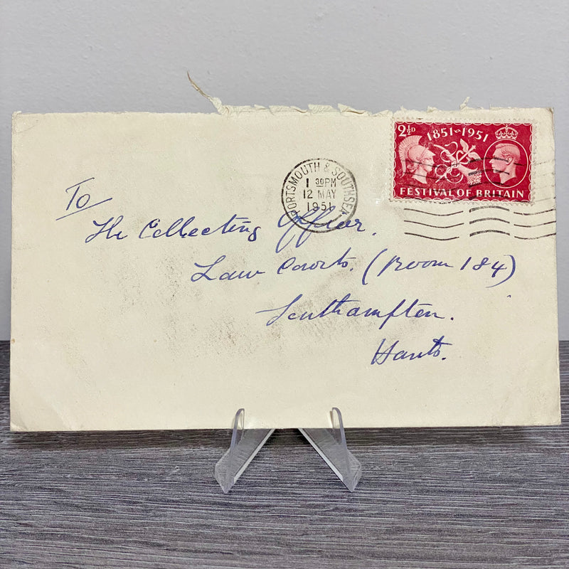 1951 GB King George VI 2 1/2D Stamped Cover Portsmouth & Southsea 12 May Rare