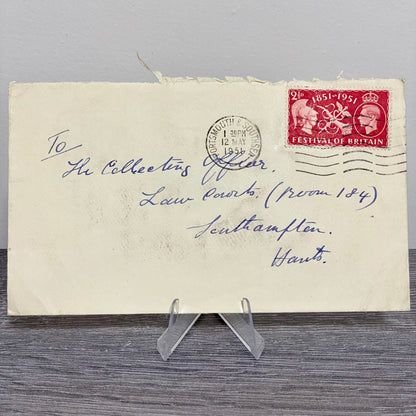 1951 GB King George VI 2 1/2D Stamped Cover Portsmouth & Southsea 12 May Rare