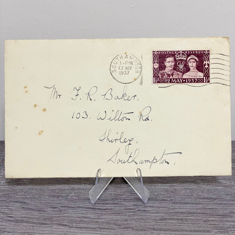 1937 GB King George VI & Queen Elizabeth 1 1/2D Stamped Cover Southampton 13 May