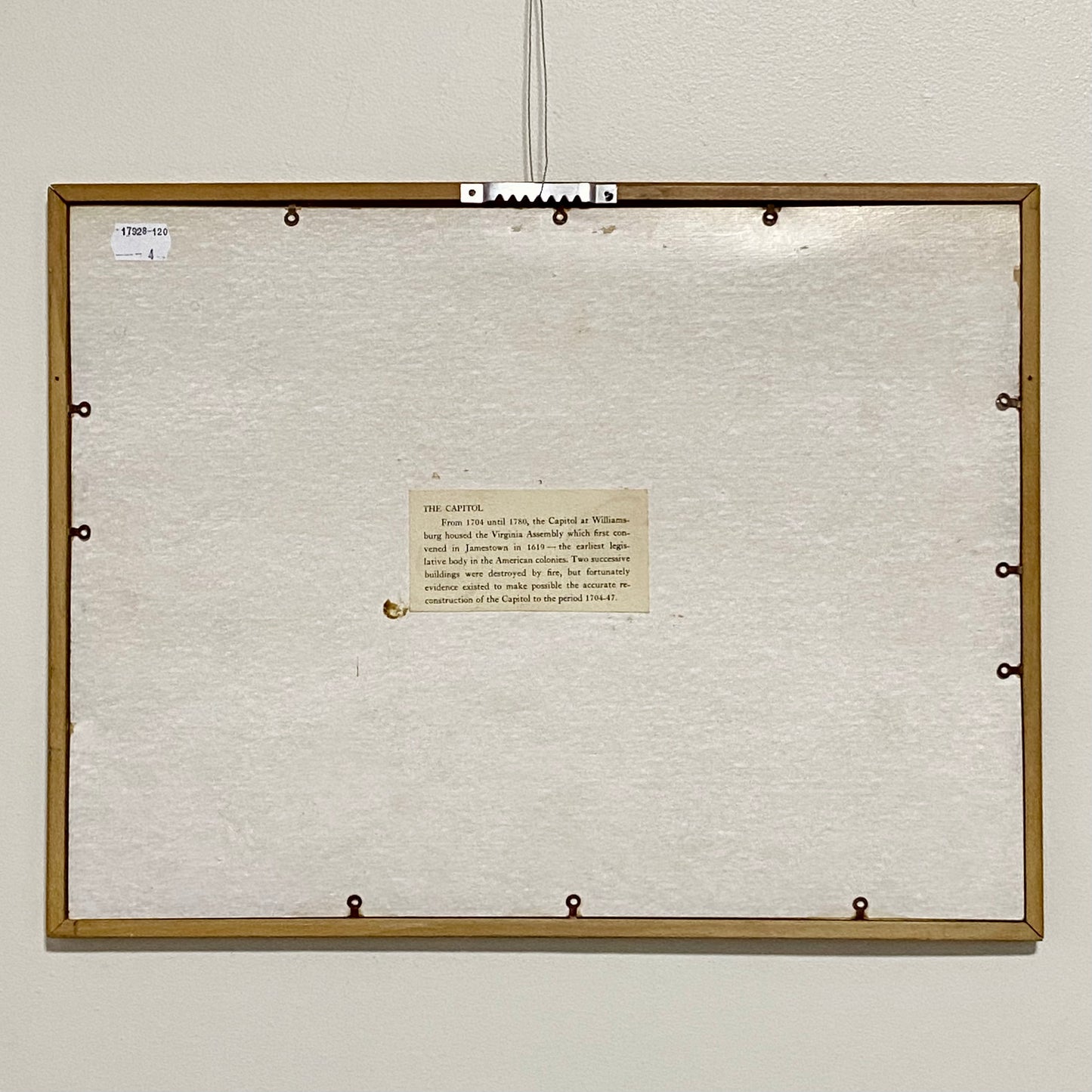 Vintage The Capitol Williamsburg Virginia Pencil Sketch Print Charles H Overly