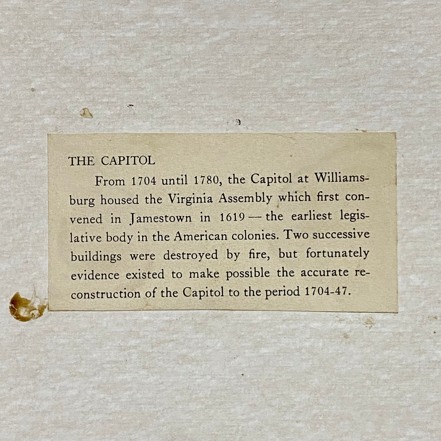 Vintage The Capitol Williamsburg Virginia Pencil Sketch Print Charles H Overly