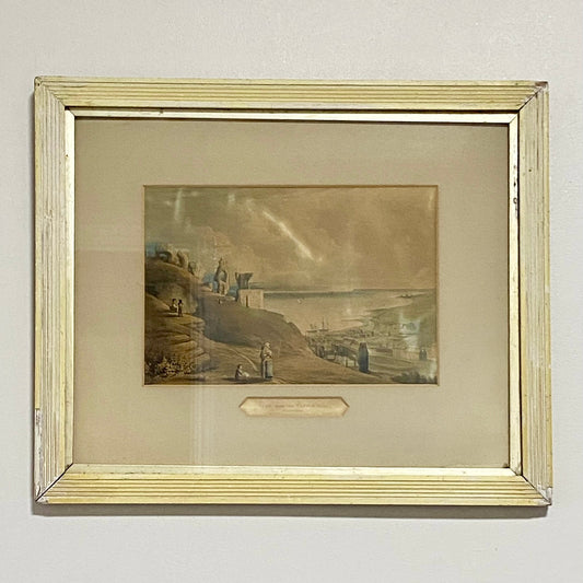 Antique View from the Castle Hill Hastings Original Hand Coloured Aquatint 1822