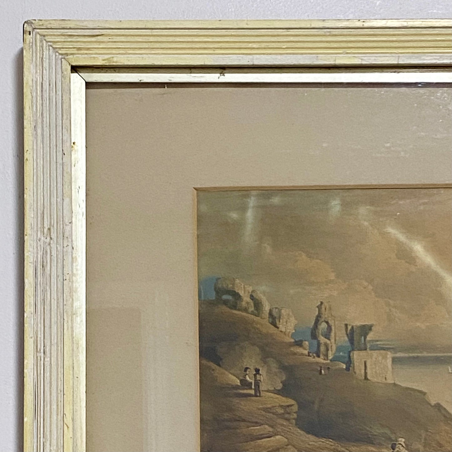 Antique View from the Castle Hill Hastings Original Hand Coloured Aquatint 1822