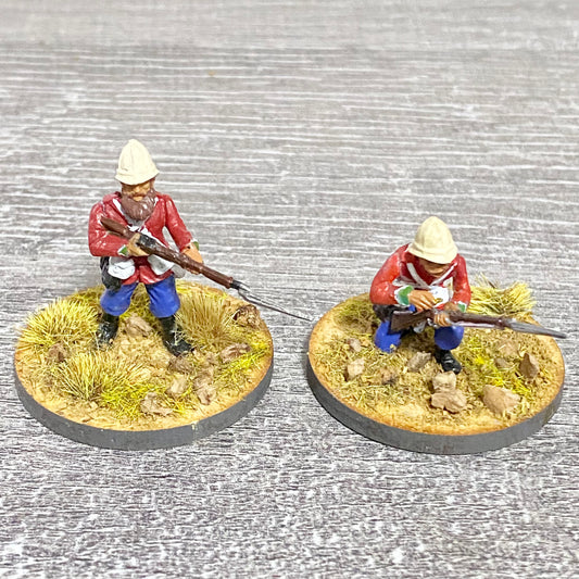2x 28mm 24th Regt Of Foot Painted Plastic Miniatures Figs Zulu 1879 Wargames #35