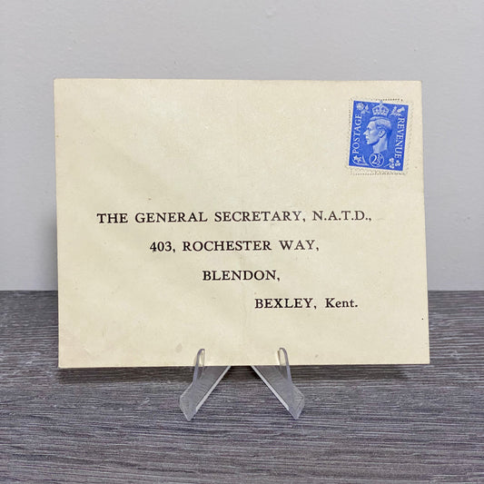 GB King George VI 2 1/2d Blue Cover Kent Stamped Envelope N.A.T.D. Dance Rare