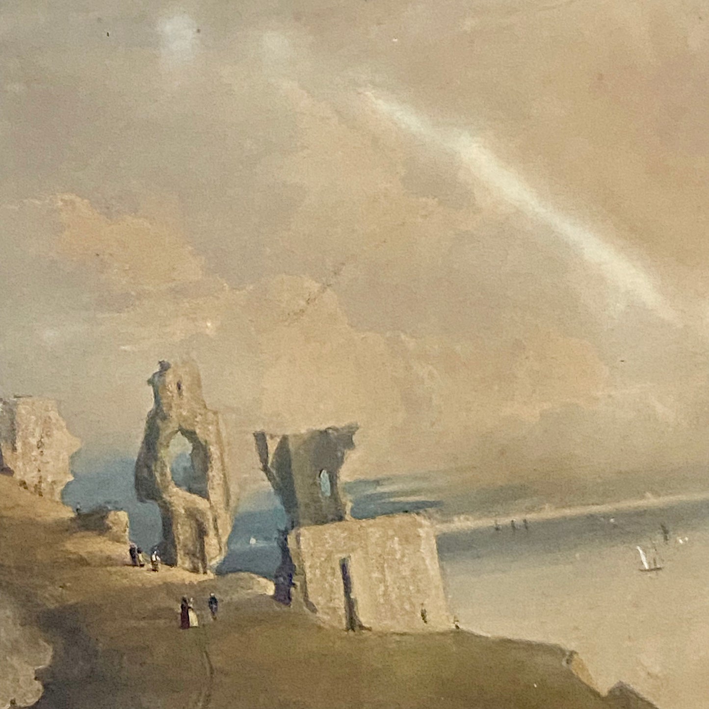 Antique View from the Castle Hill Hastings Original Hand Coloured Aquatint 1822