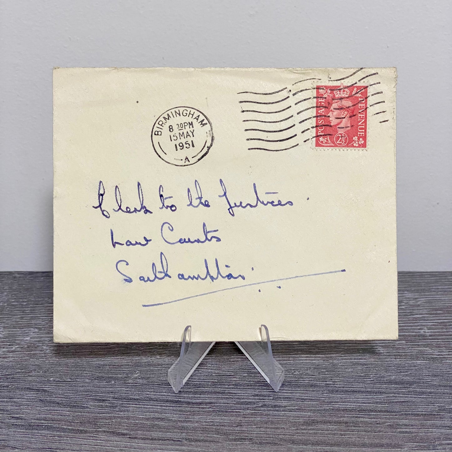 1951 GB King George VI 2 1/2d Red Stamped Envelope Cover Birmingham 15 May Rare