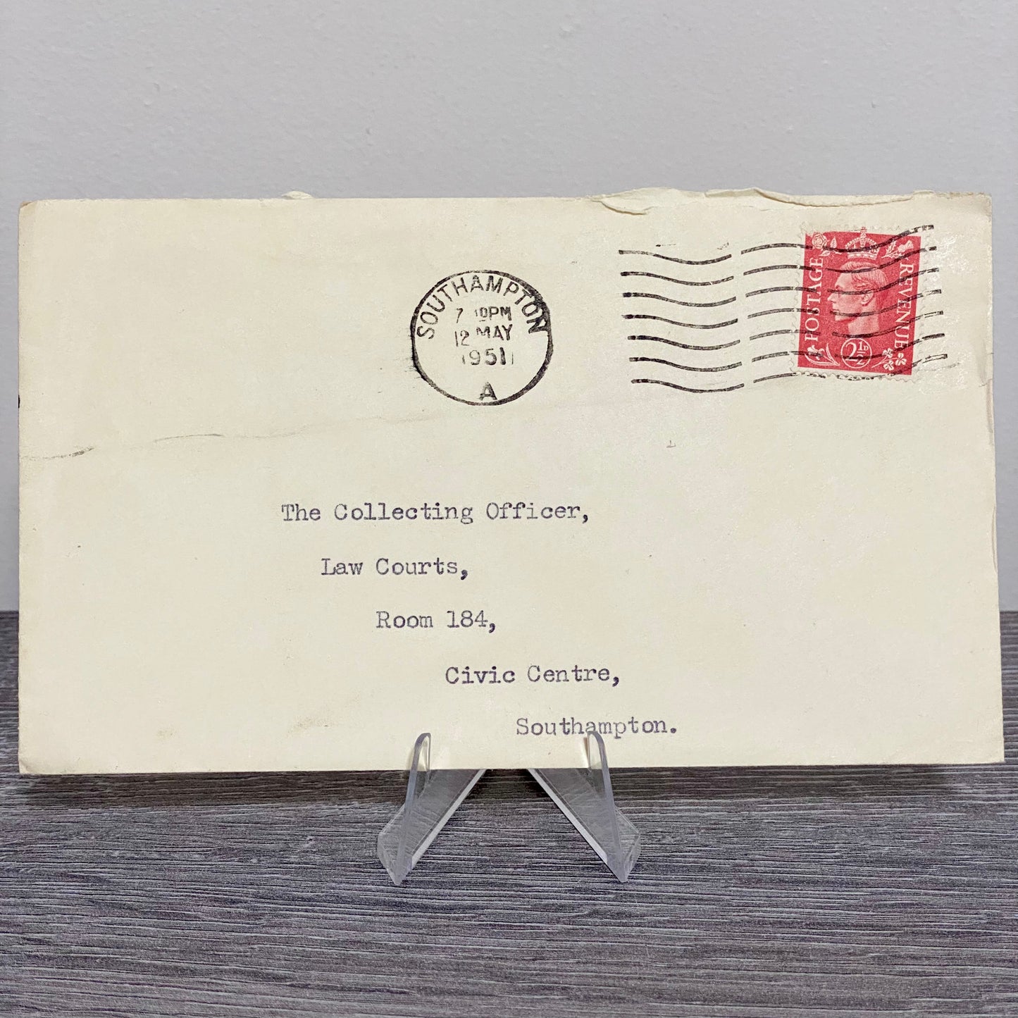 1951 GB King George VI 2 1/2d Red Stamped Envelope Cover Southampton 12 May Rare