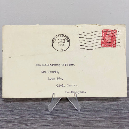 1951 GB King George VI 2 1/2d Red Stamped Envelope Cover Southampton 12 May Rare