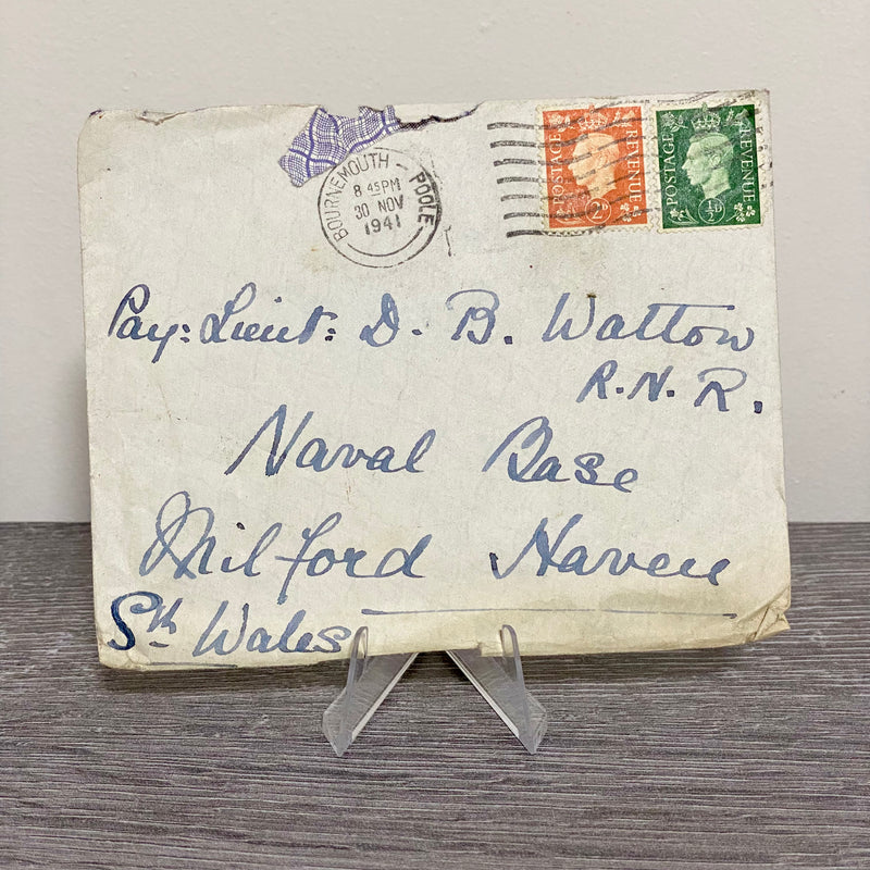 1941 GB King George VI 2d 1/2d Green Orange Stamp Cover Bournemouth 30 Nov Rare