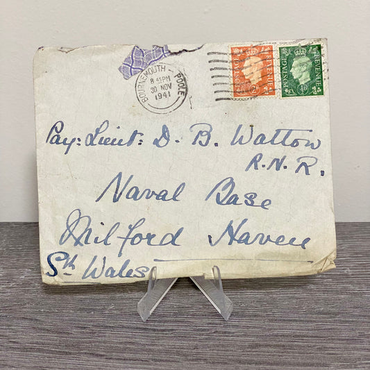 1941 GB King George VI 2d 1/2d Green Orange Stamp Cover Bournemouth 30 Nov Rare