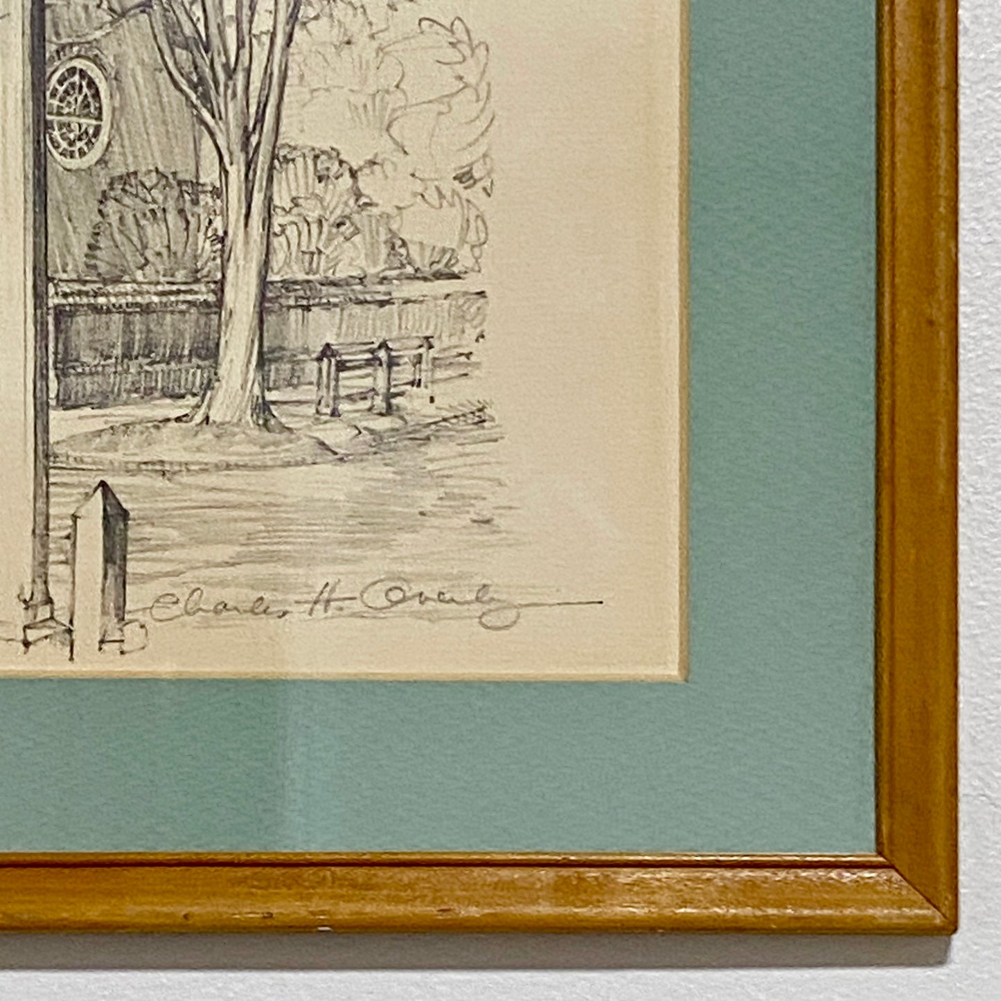 Vintage Bruton Parish Church Williamsburg Virginia Sketch Print Charles H Overly