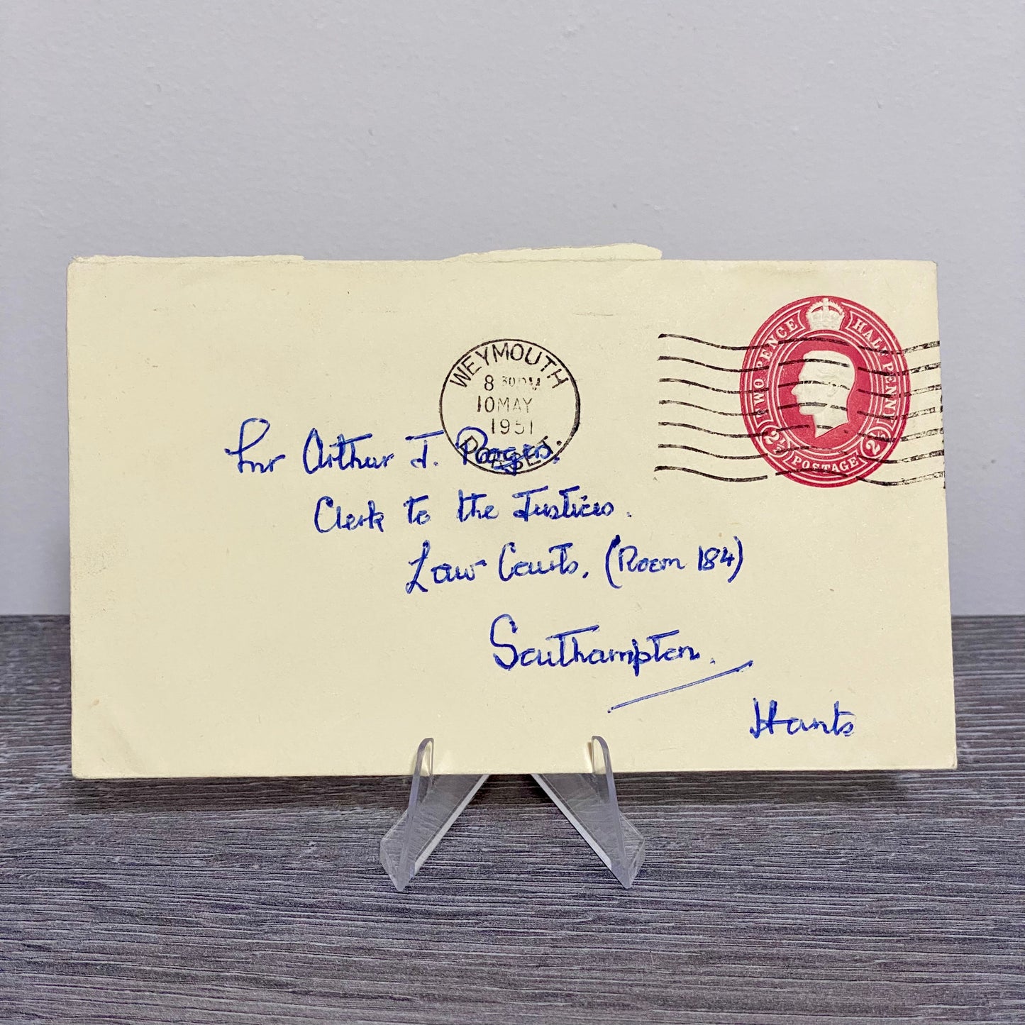 1951 GB King George VI Centenary 2d Red Stamped Cover From Dorset 10 May Rare