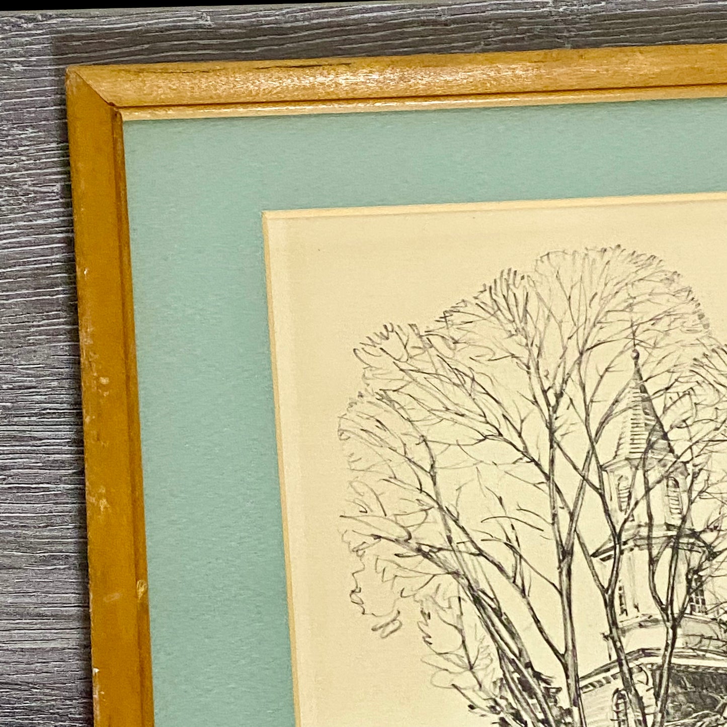 Vintage Bruton Parish Church Williamsburg Virginia Sketch Print Charles H Overly