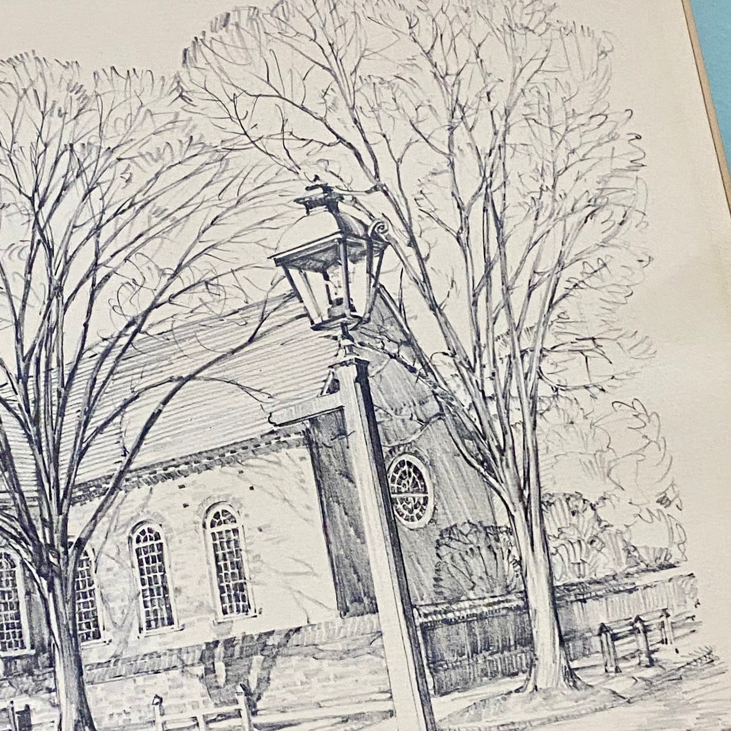 Vintage Bruton Parish Church Williamsburg Virginia Sketch Print Charles H Overly