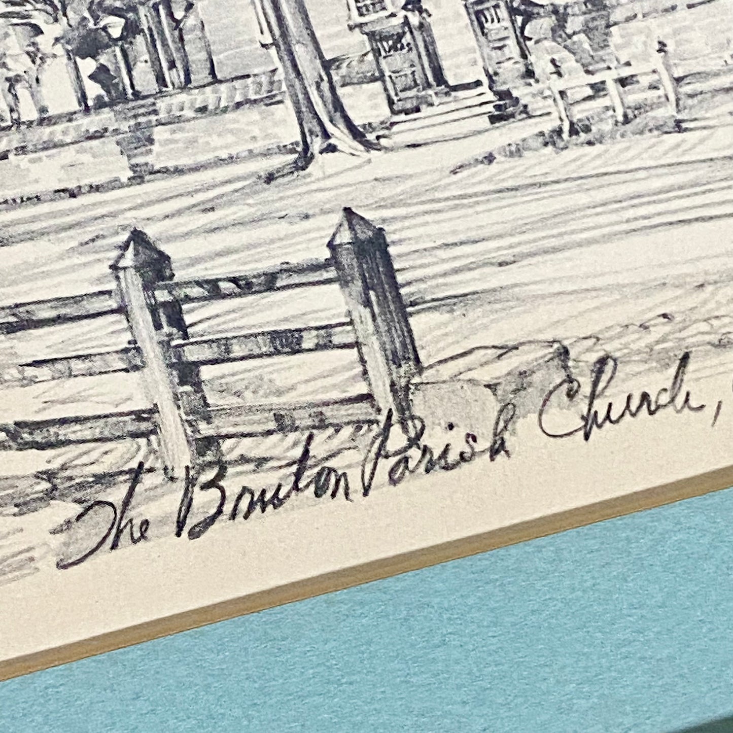 Vintage Bruton Parish Church Williamsburg Virginia Sketch Print Charles H Overly