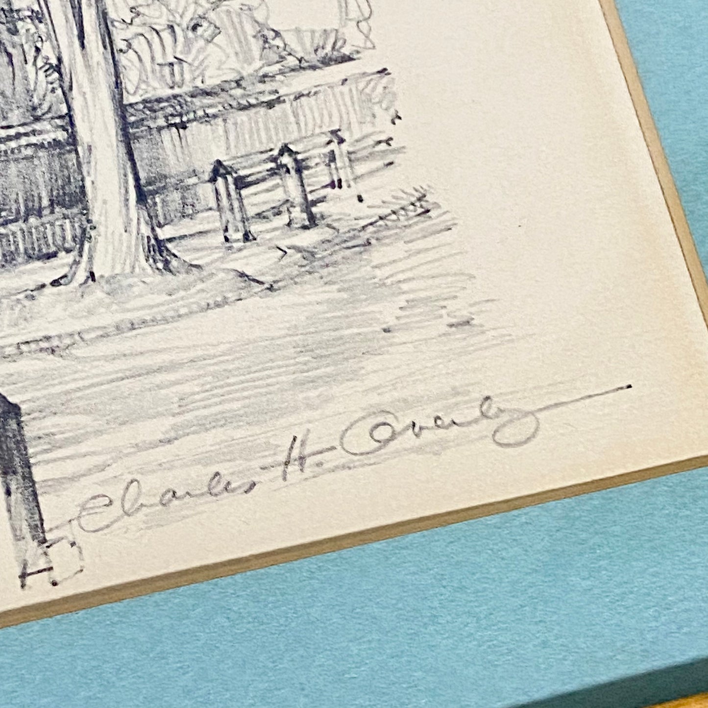 Vintage Bruton Parish Church Williamsburg Virginia Sketch Print Charles H Overly