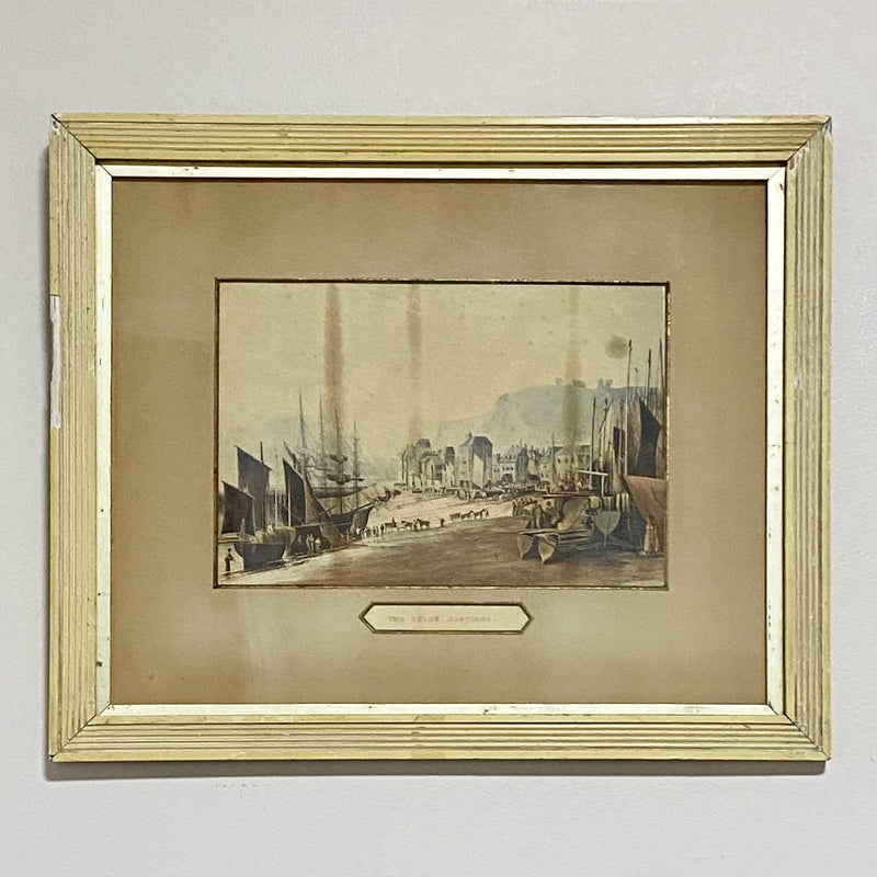Antique The Stade Hastings Original Hand Coloured Aquatint From Six Views 1822