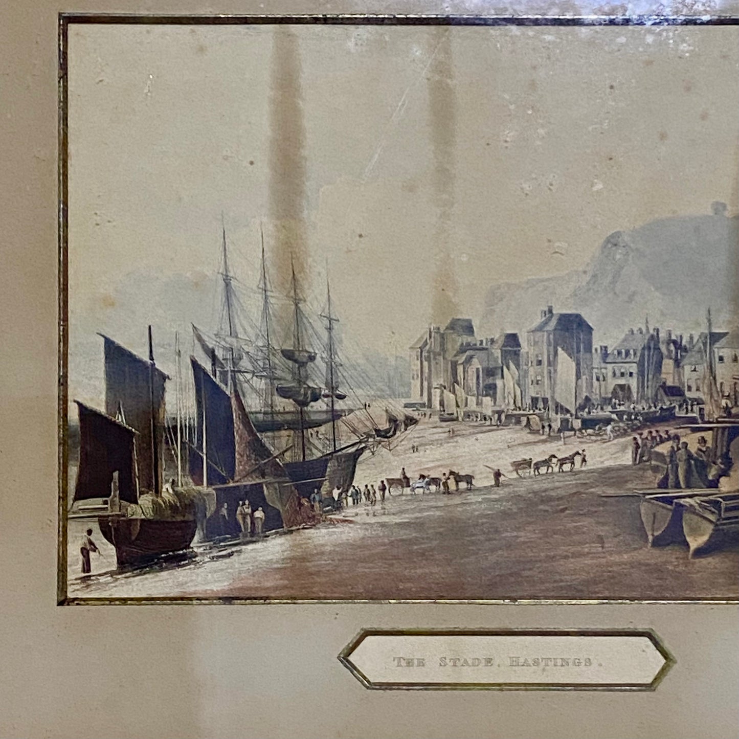 Antique The Stade Hastings Original Hand Coloured Aquatint From Six Views 1822
