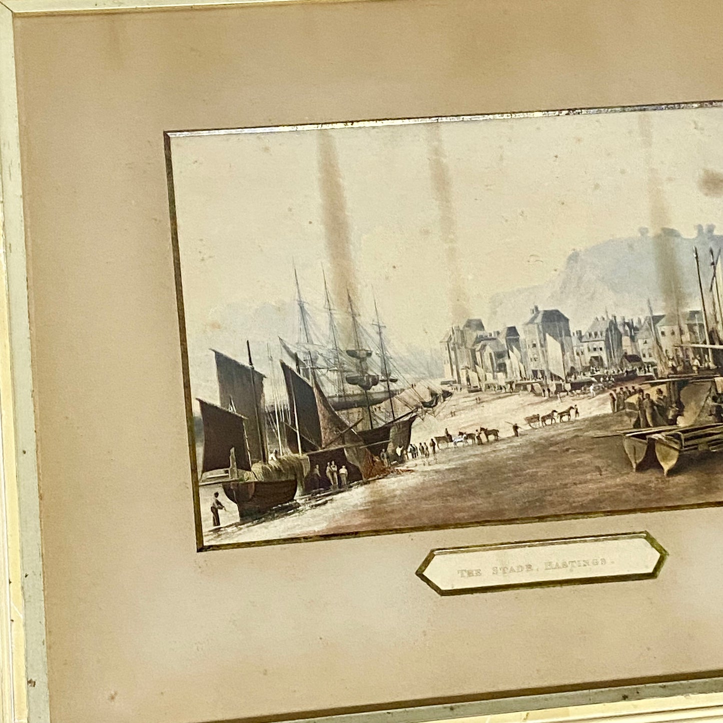 Antique The Stade Hastings Original Hand Coloured Aquatint From Six Views 1822