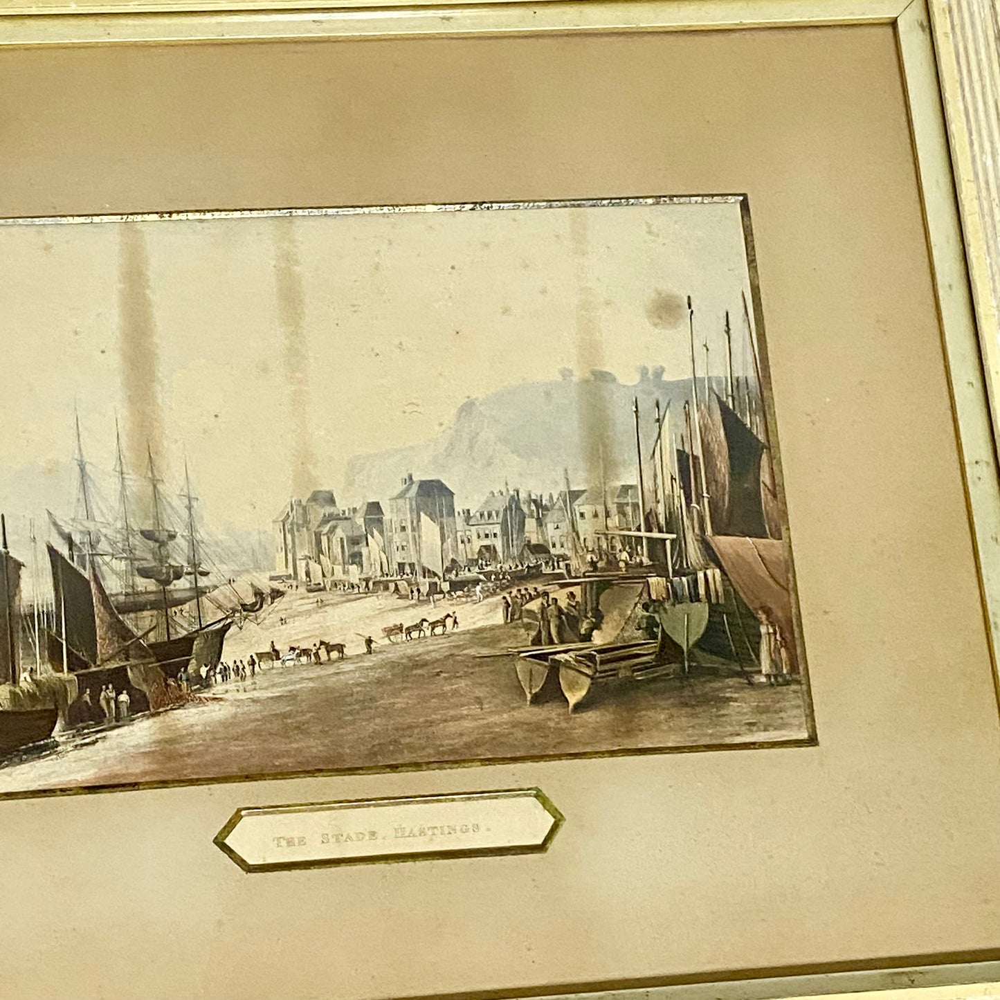 Antique The Stade Hastings Original Hand Coloured Aquatint From Six Views 1822