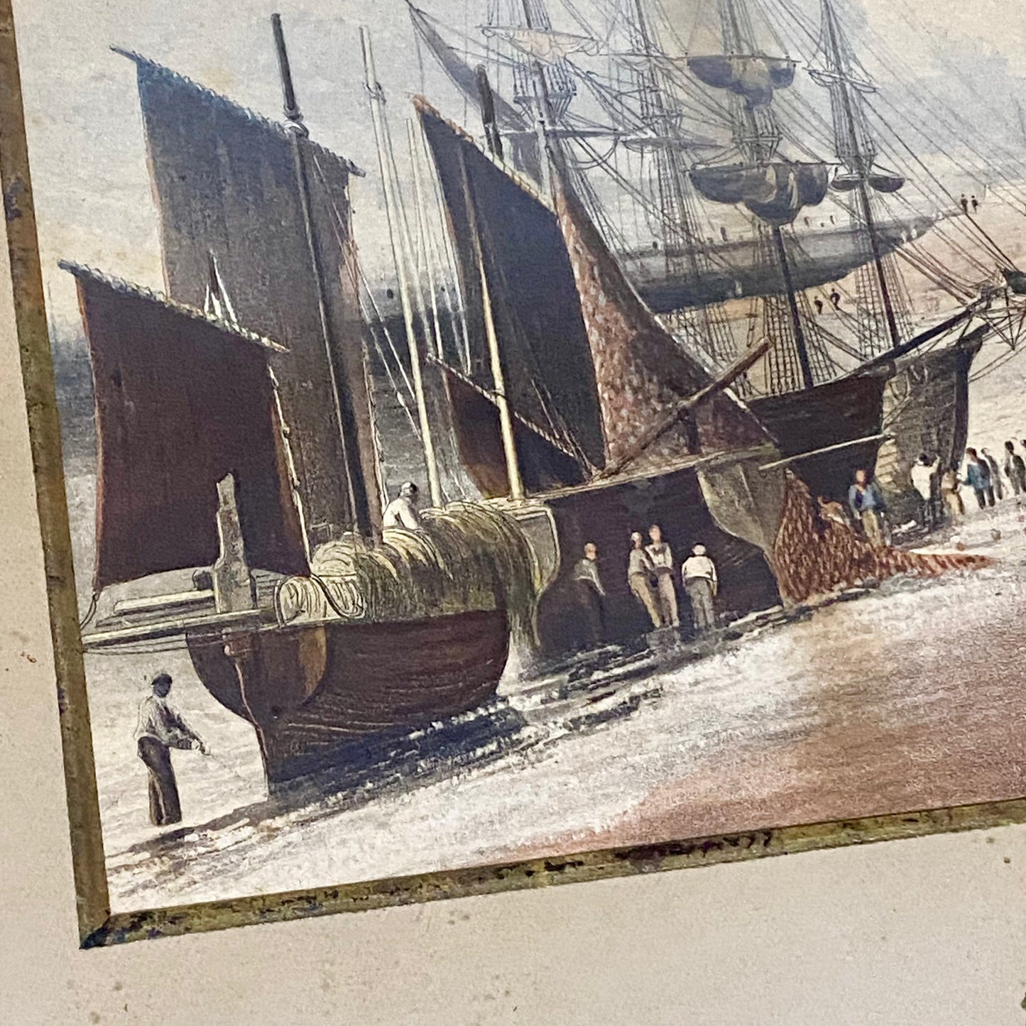 Antique The Stade Hastings Original Hand Coloured Aquatint From Six Views 1822