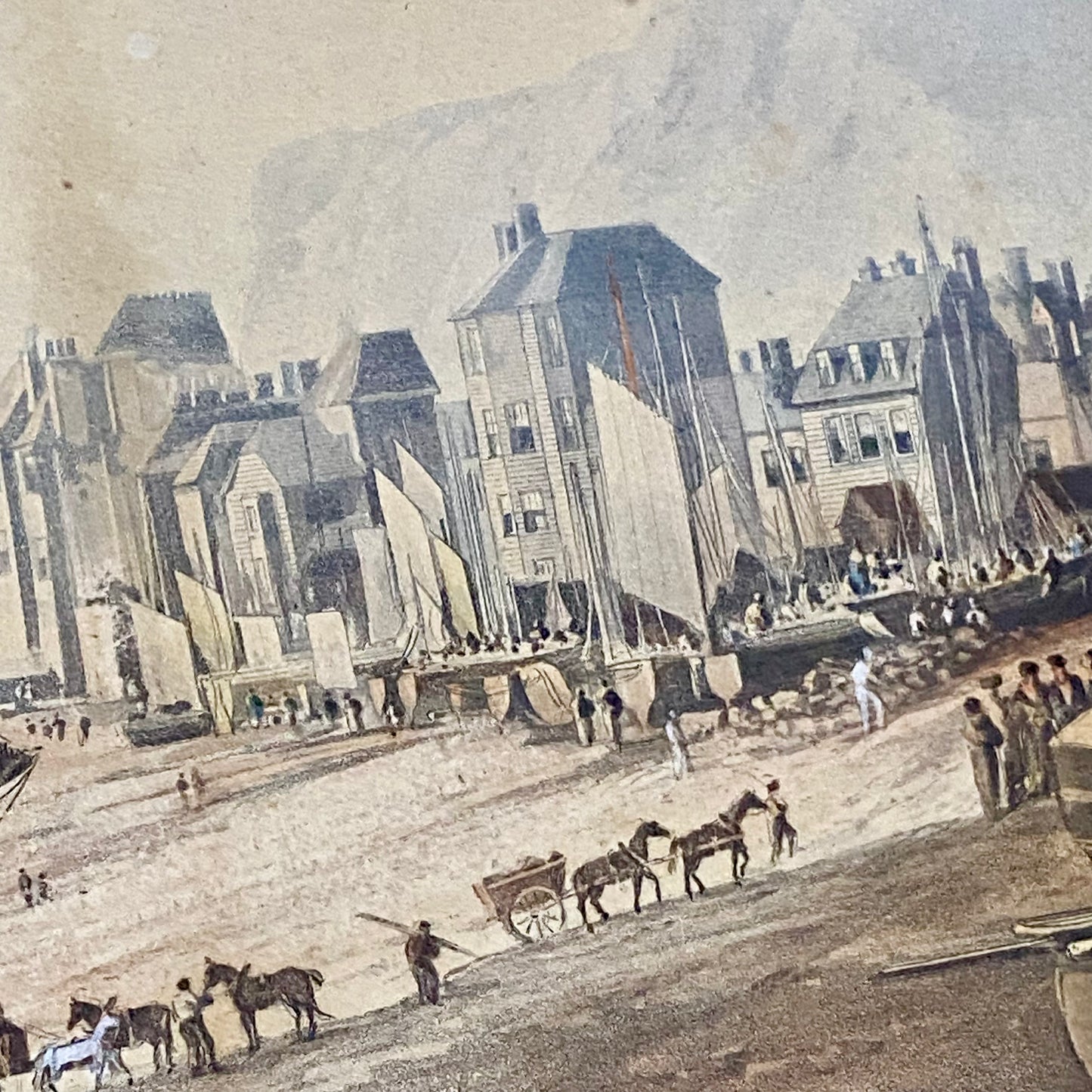 Antique The Stade Hastings Original Hand Coloured Aquatint From Six Views 1822