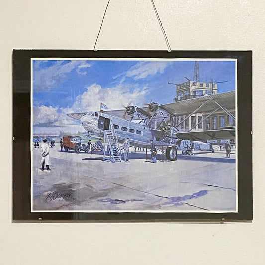 Vintage Imperial Airways Handley Page H.P.42 Croydon Airport Signed 1983 Print