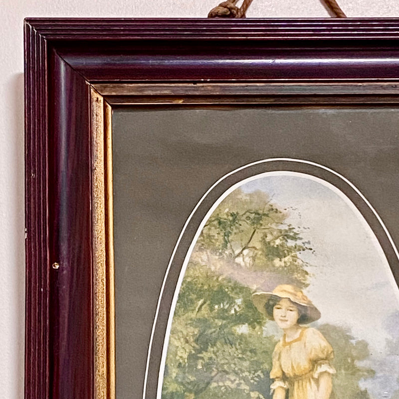 Vintage The Offering Victorian Mother & Child In Garden Scene Art Print Framed