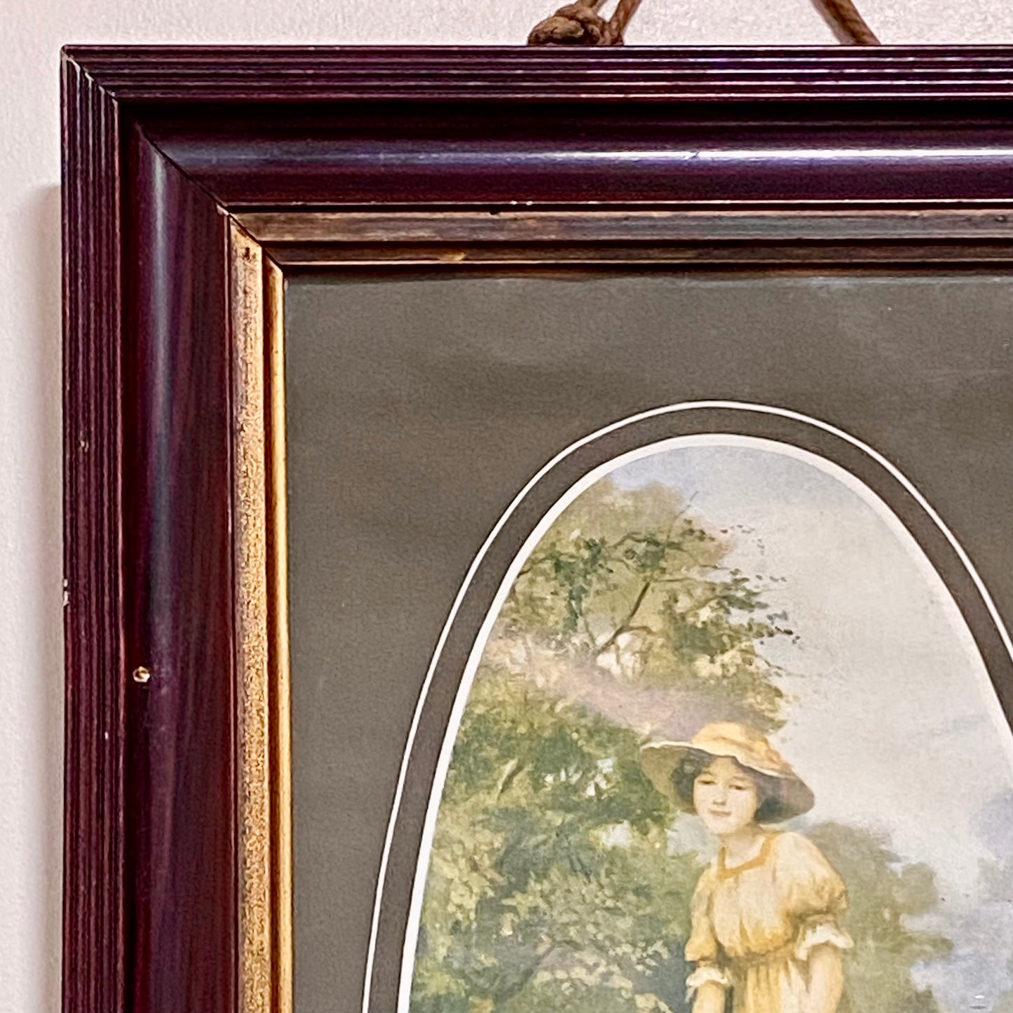 Vintage The Offering Victorian Mother & Child In Garden Scene Art Print Framed