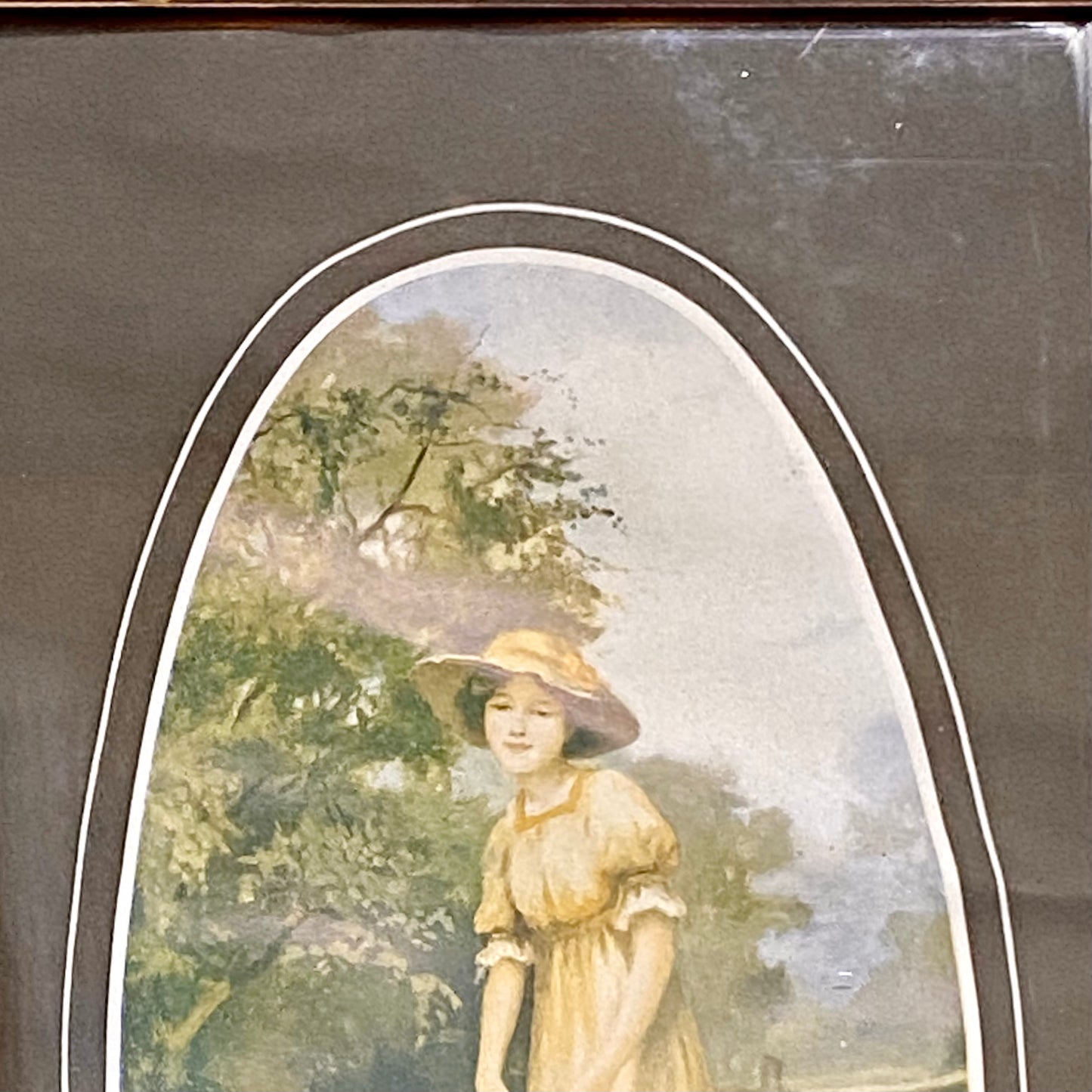 Vintage The Offering Victorian Mother & Child In Garden Scene Art Print Framed